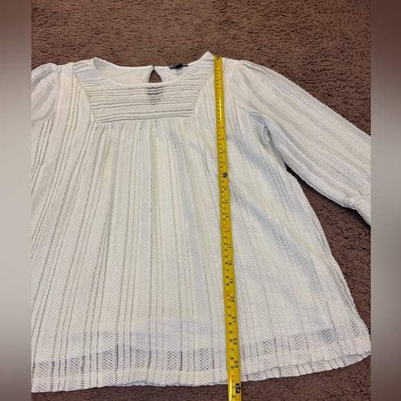 2 FOR $20 Express White Lace Puff Sleeve Blouse Top Peasant Boho 3/4 Sleeve M - Picture 8 of 10